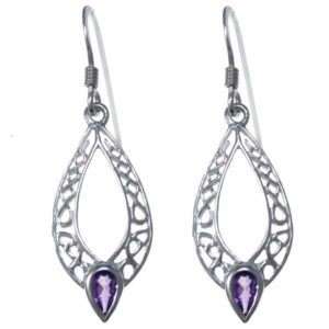 Celtic Interlace Oval Earrings with Amethyst