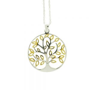 Celtic Tree of Life Gold and Silver Pendant with Chain