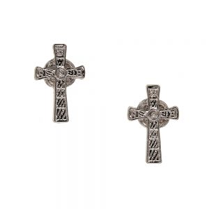 Celtic Cross Stud Earrings made of Pewter