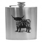 Hip Flask With Highland Cow Engraving
