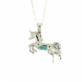 Unicorn Silver Pendant with Sapphire colour Stones 1921