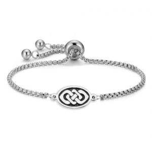 Celtic Interlace Pewter Bracelet with Stainless Steel Chain